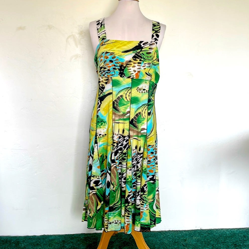 Bali Sun Dress Sleeveless Bright Colors Stretchy Full Skirt NWT Size 18